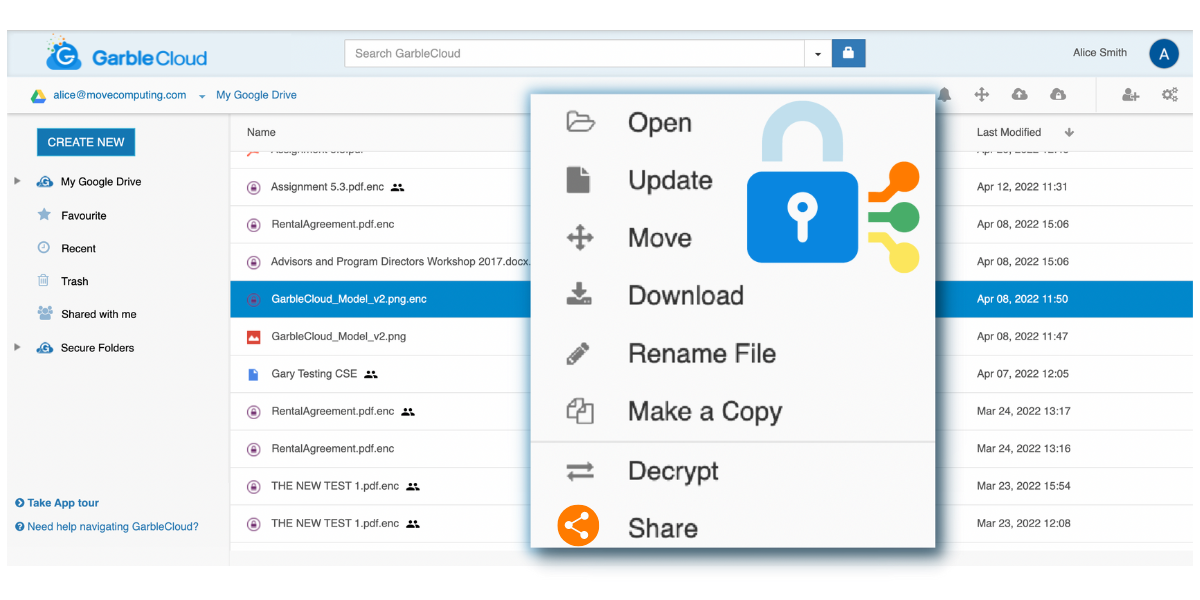 Sharing encrypted files
